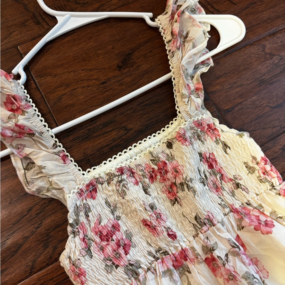 Floral Ruffle Pink and Cream Dress